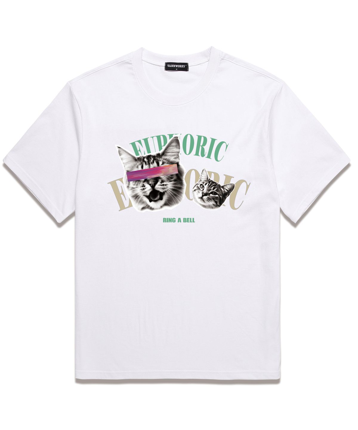 밴웍스(VANNWORKS) EUPHORIC CAT 오버핏 반팔 티셔츠 (VS0127) 화이트