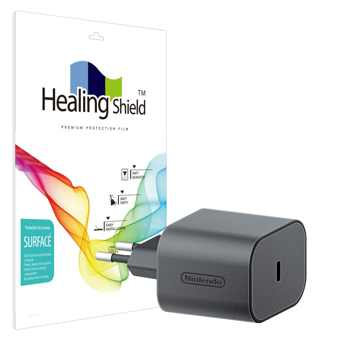 힐링쉴드(HEALINGSHIELD) 닌텐도 스위치2 AC 어댑터 충전기 무광 외부보호필름 2세트