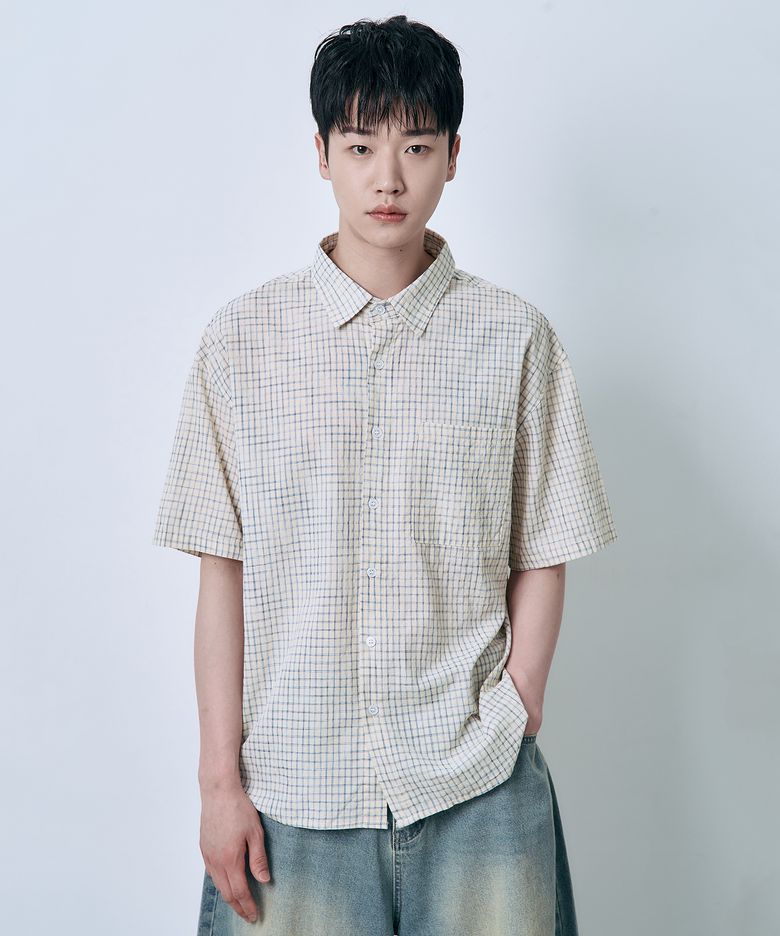 체크 반팔 셔츠 2color