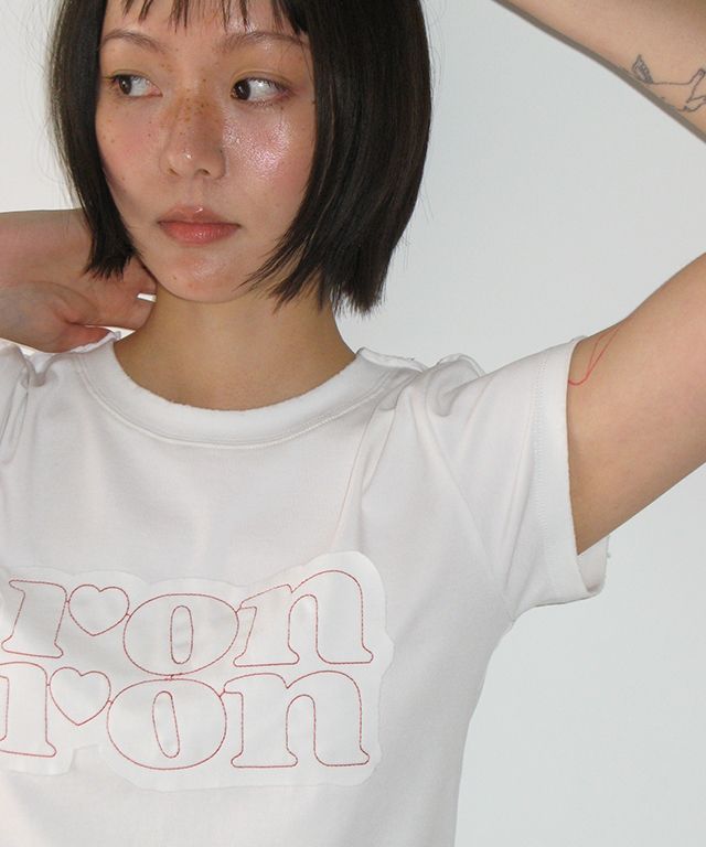 ★2025SS新作★RONRON★VINTAGE APPLIQUE LOGO T SHIRT MUSINSA | RONRON VINTAGE APPLIQUE LOGO T SHIRT WHITE