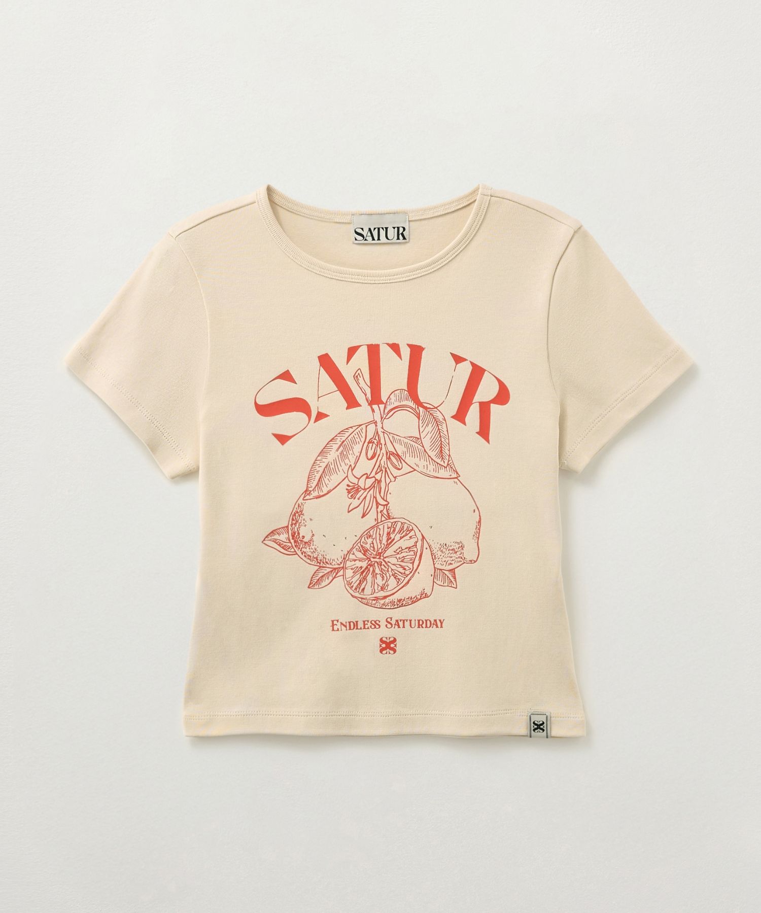 ★SATUR★ Citron Crop Slim Fit Short-Sleeve T Black MUSINSA | SATUR (W) Citron Crop Slim Fit Short Sleeve T