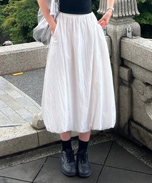 데일리 벌룬 밴딩 롱 스커트_아이보리