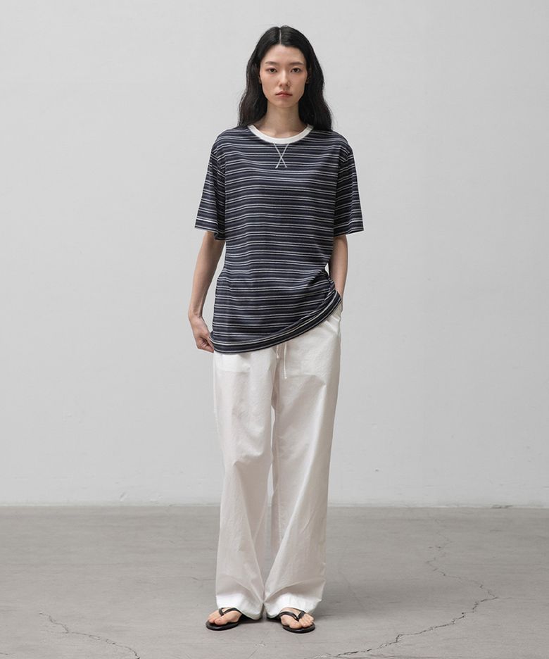 w. Gusset Stripe Tee (Navy)