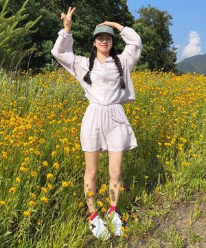 투웨이 스트링 후드 바람막이 셋업_라벤더