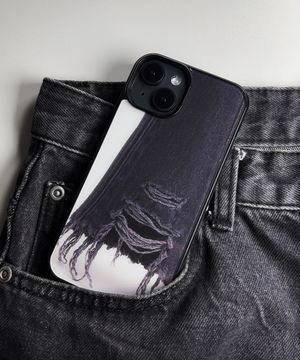 블랙 데님 부츠컷 대미지 글라스 범퍼 케이스