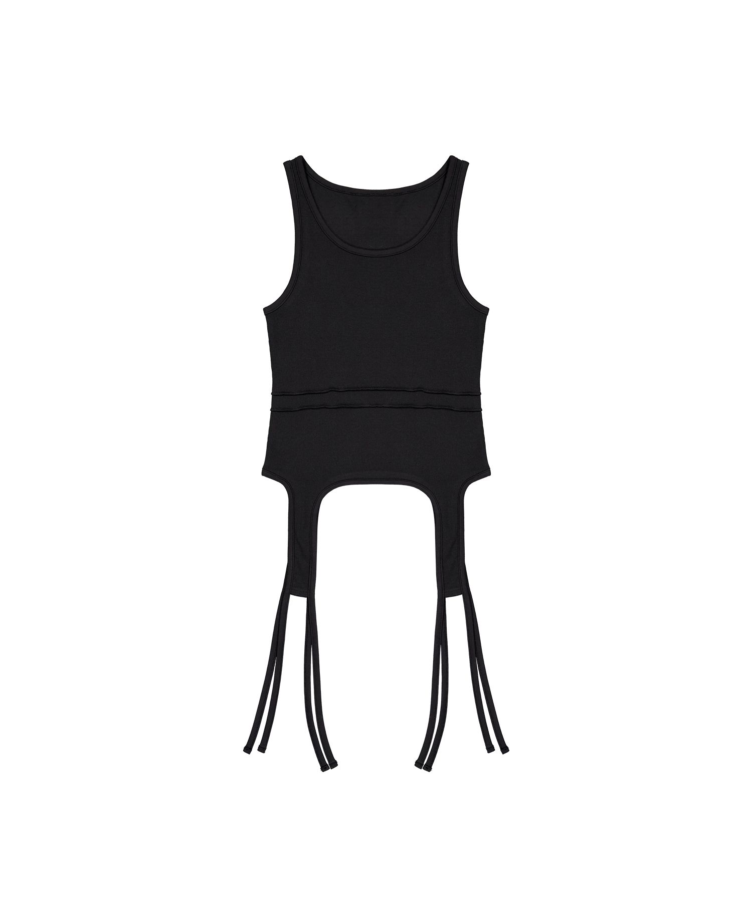 [WOOALONG]25SS★Drawstring Hem Sleeveless MUSINSA | WOOALONG Drawstring hem sleeveless - BLACK