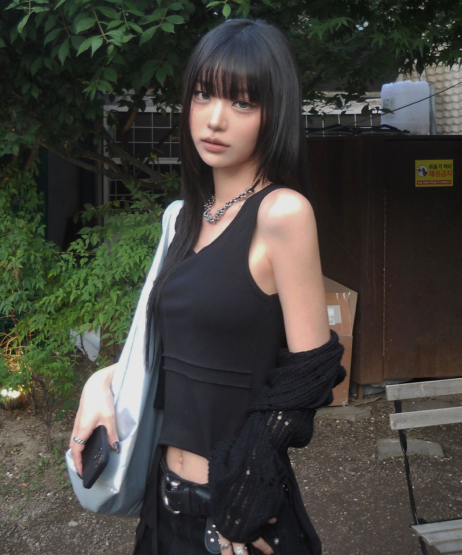 [WOOALONG]25SS★Drawstring Hem Sleeveless MUSINSA | WOOALONG Drawstring hem sleeveless - BLACK