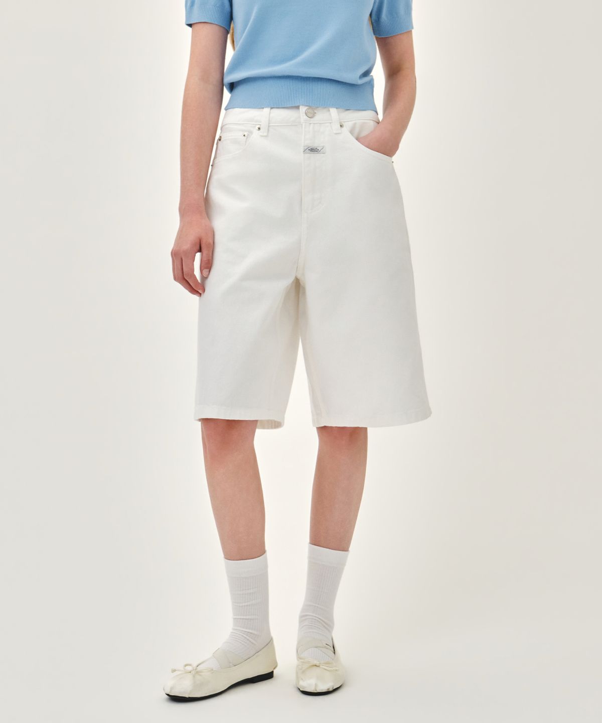 마리떼 프랑소와 저버(MARITHÉ + FRANҪOIS GIRBAUD) W LONG BERMUDA DENIM PANTS white