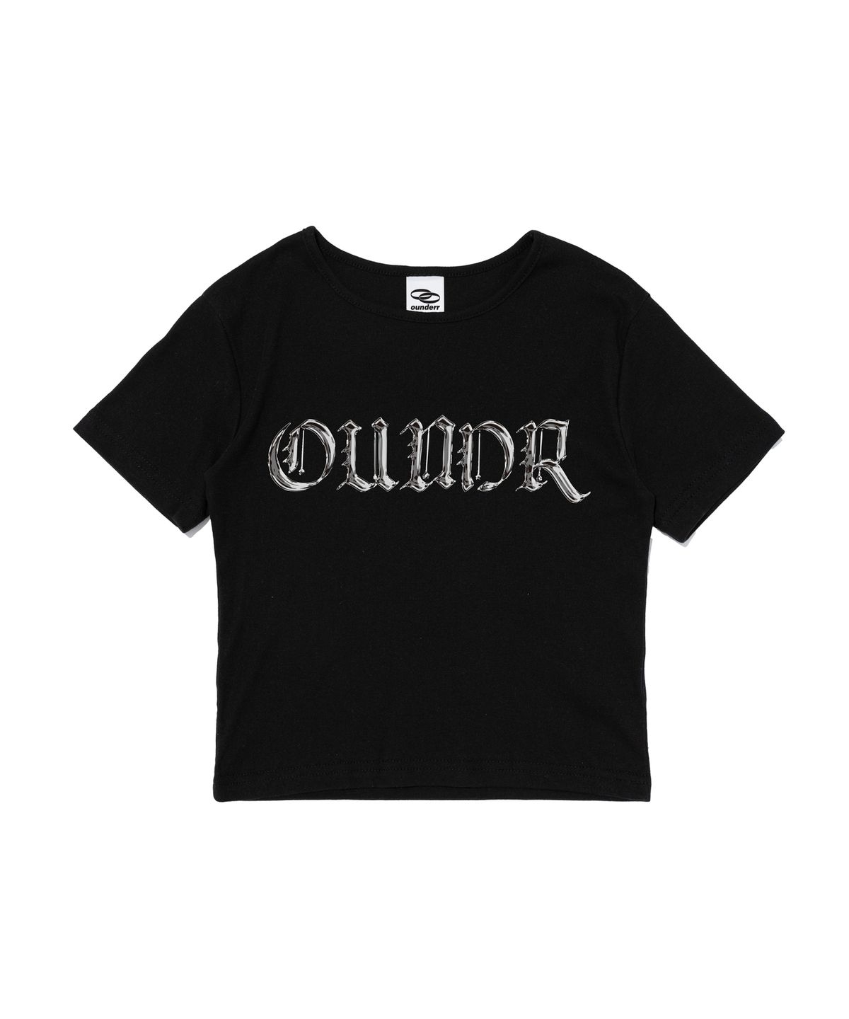 오언더알(OUNDERR) 3D 로고 크롭 반팔 티셔츠 (블랙)