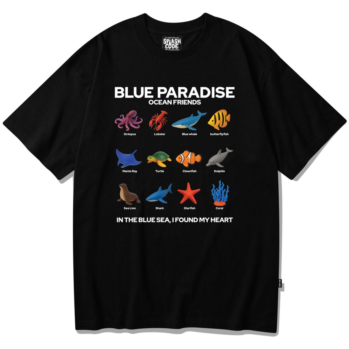 스플래시코드(SPLASHCODE) 반팔 티셔츠 블랙 - 블루 파라다이스(Blue Paradise)