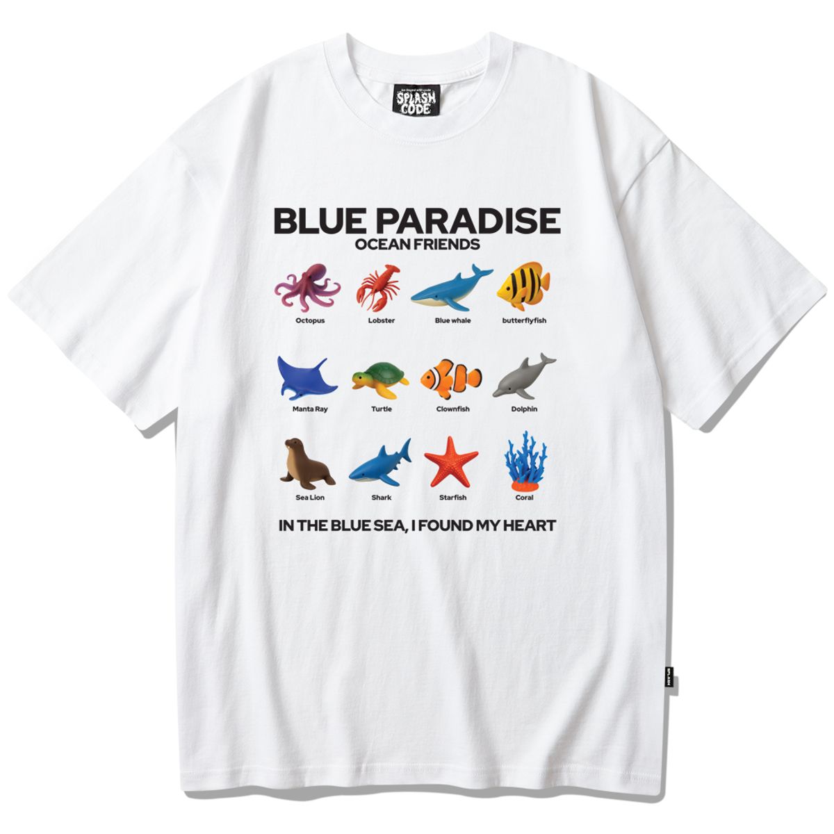 스플래시코드(SPLASHCODE) 반팔 티셔츠 화이트 - 블루 파라다이스(Blue Paradise)