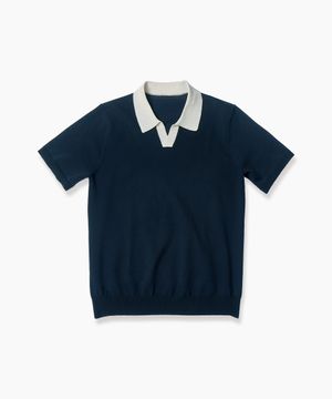 남녀공용 슬릿 얼음 니트 [다크 네이비]_ZF2SW920