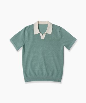 남녀공용 슬릿 얼음 니트 [멜란 그린]_ZF2SW920