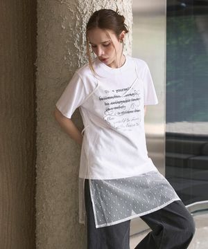 도트 시스루 뷔스티에 레이어드 티셔츠