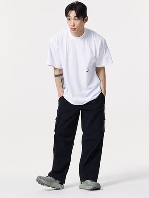 크리스피 플로우라인 와이드 카고팬츠 (Black)