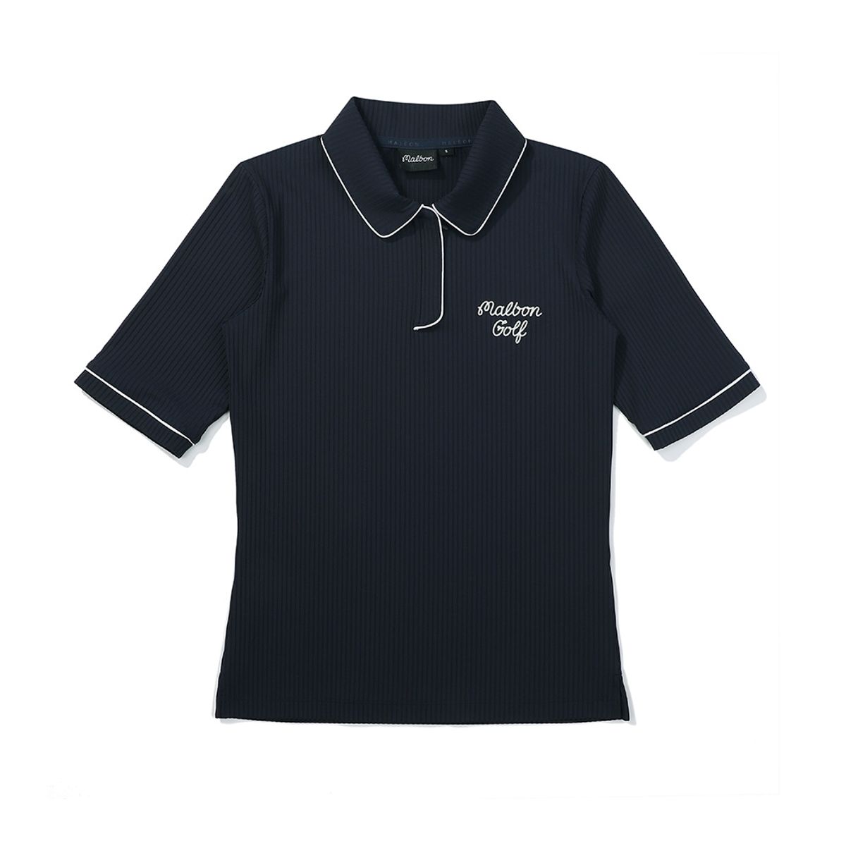 말본 골프(MALBON GOLF) 에리 로고 포인트 카라 티셔츠 NAVY (WOMAN)