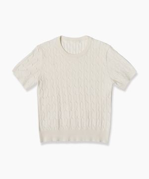 남녀공용 케이블 라운드넥 쿨니트 [크림]_ZF2SW070