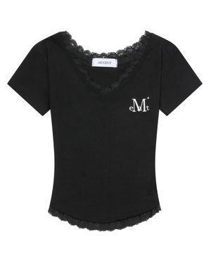 서니어 레이스 브이넥 반팔 티 (3컬러)