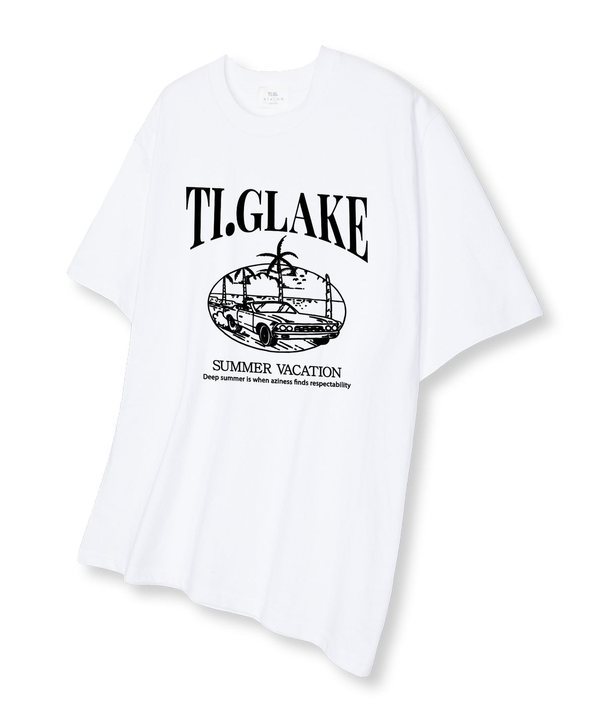 티글레이크(TI.GLAKE) 오픈카 베케이션 오버핏 반팔 티셔츠 화이트