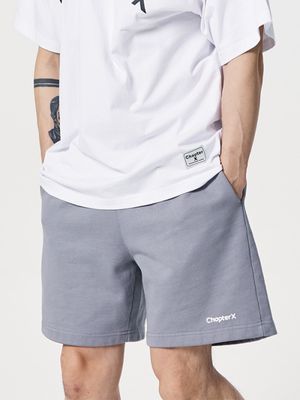 베이직 워싱 코튼 스누그 스웨트 쇼츠 (Blue grey)