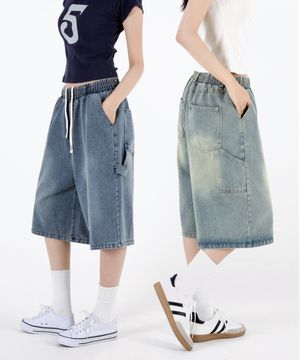 여자 워싱데님 카펜터 버뮤다밴딩 반바지 3COLOR