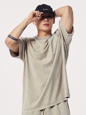 피그먼트 머슬핏 소프트 숏 슬리브 (Beige)