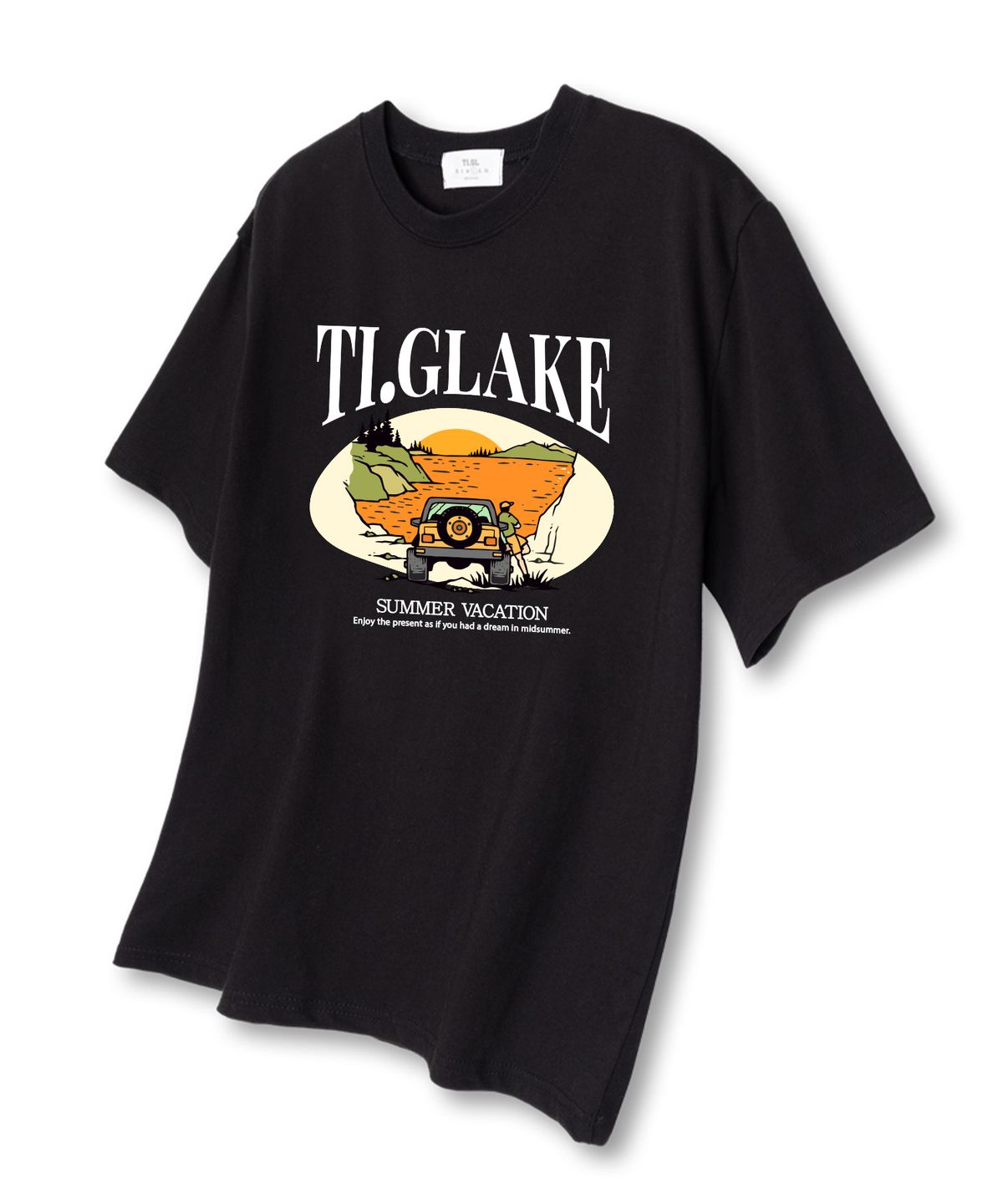 티글레이크(TI.GLAKE) 썬셋오프로드 오버핏 반팔 티셔츠 블랙