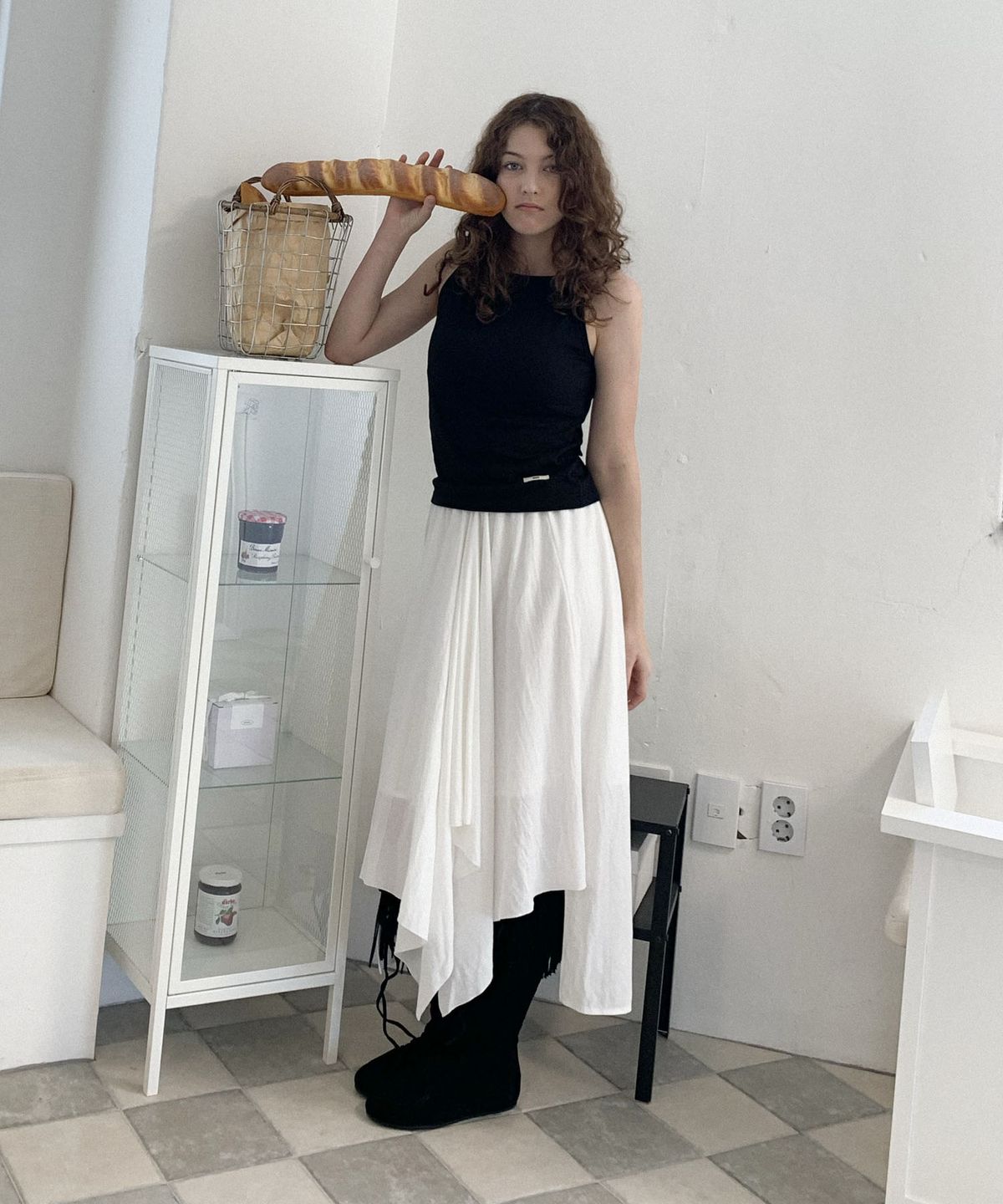 딜라이디(DELIDI) Pluviophile long skirt (white)
