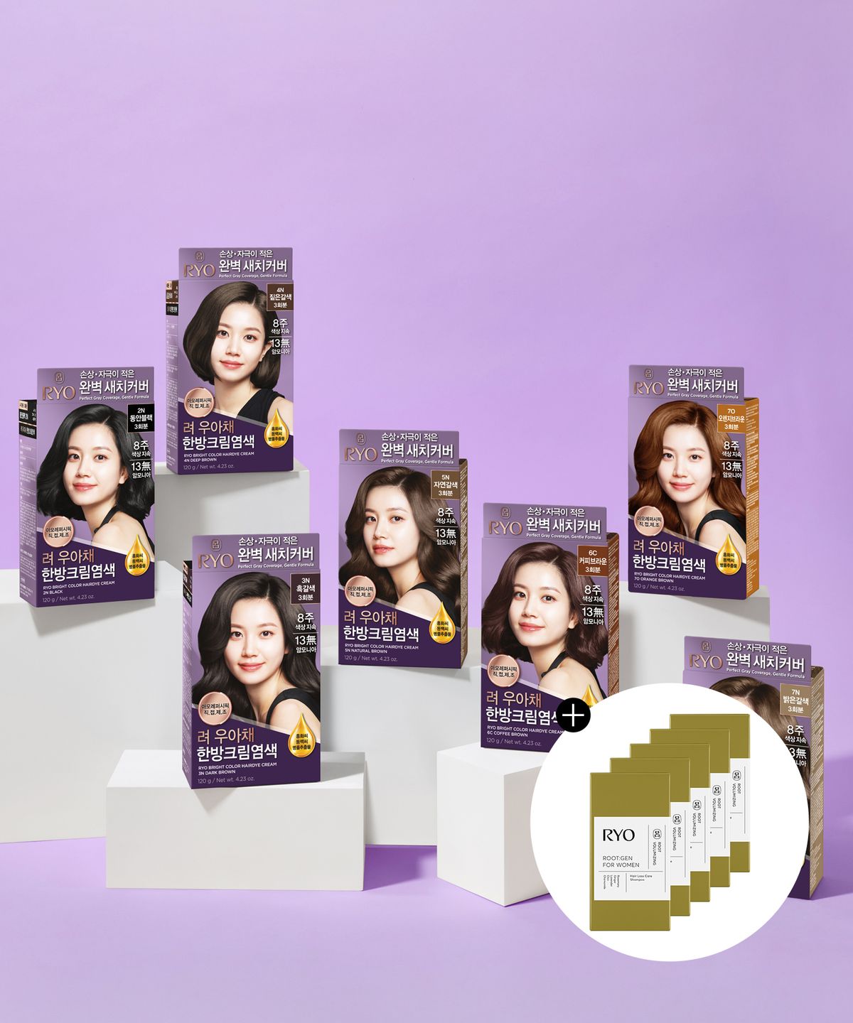 려(RYO) 우아채 한방크림염색 120g 4입
