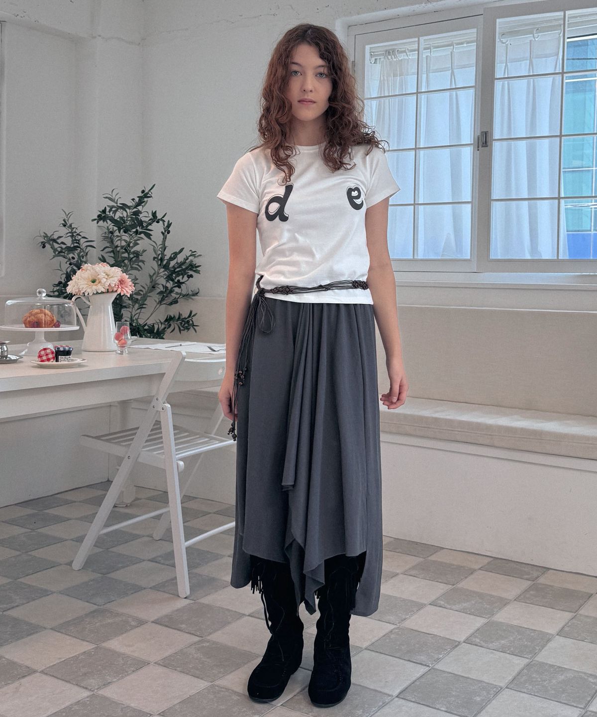 딜라이디(DELIDI) Pluviophile long skirt (dark gray)