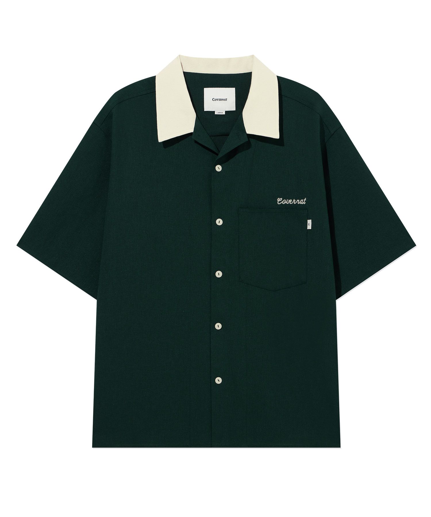 MUSINSA | COVERNAT Lettering Half Shirt Green