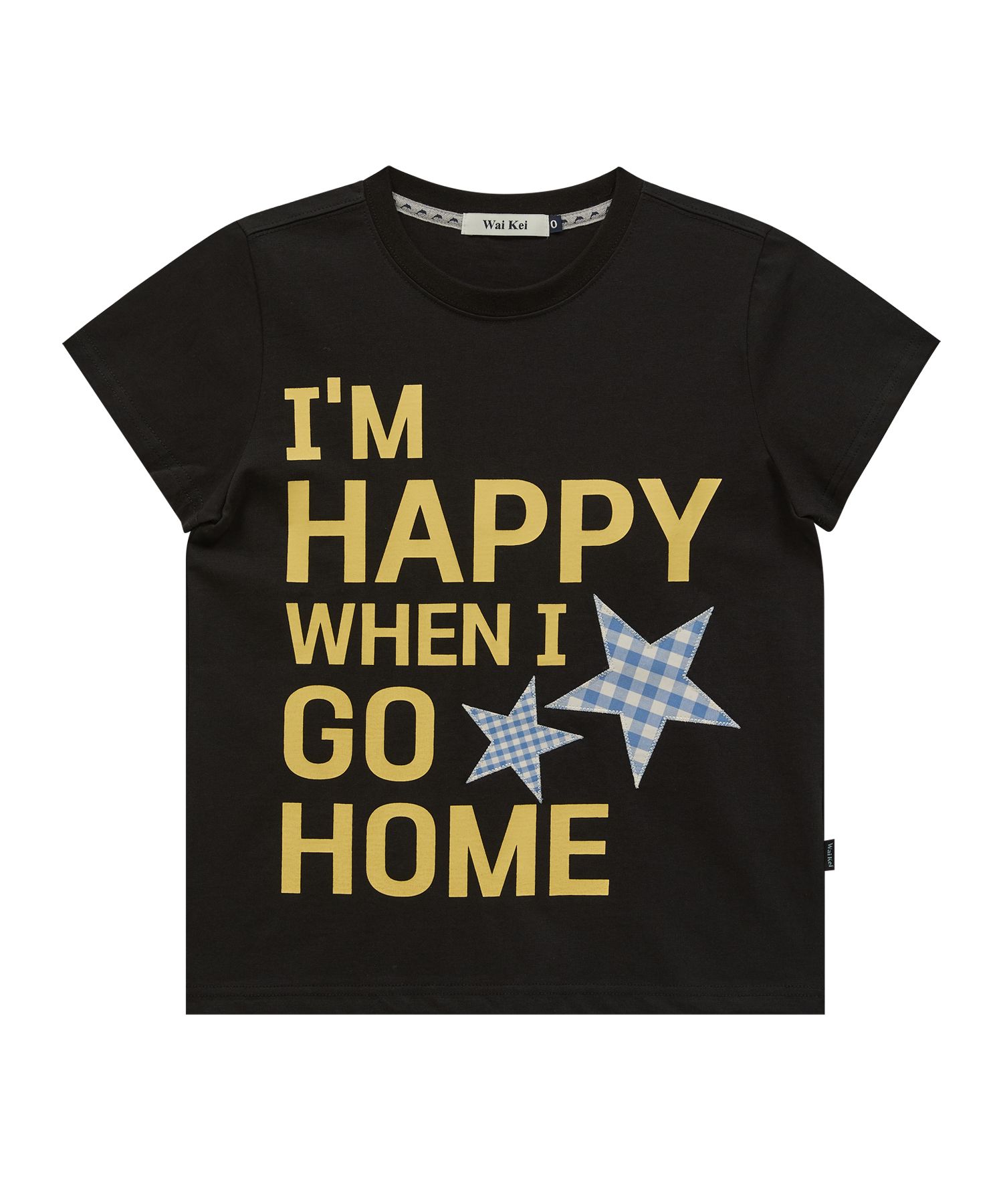 ★WAIKEI★ I am HAPPY short sleeve t-shirt black YKBE01TS16- MUSINSA | WAI KEI I am HAPPY short sleeve t-shirt black