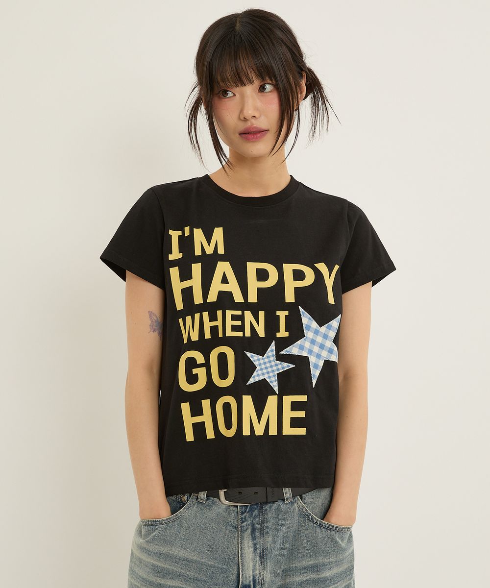 I am HAPPY 반팔티셔츠 블랙
