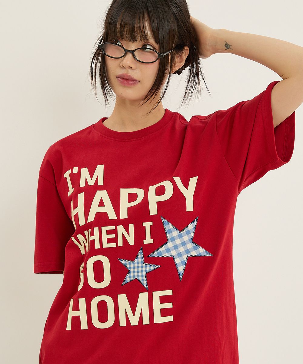 I am HAPPY 반팔티셔츠 레드