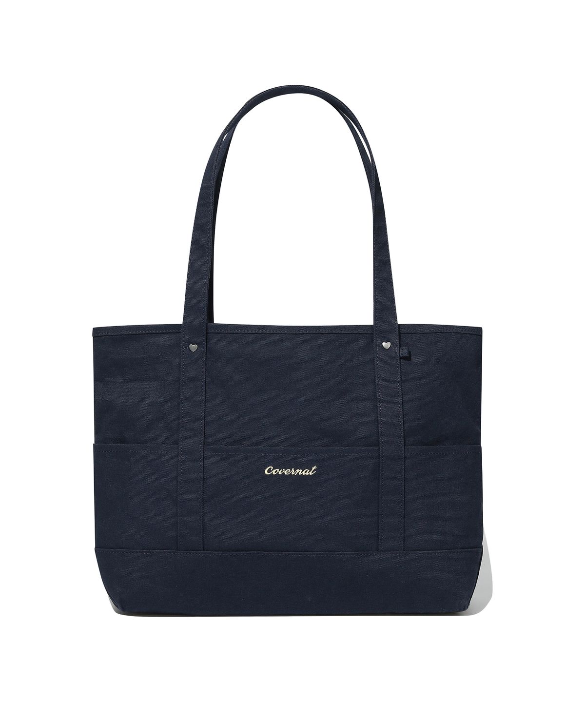 커버낫 우먼(COVERNAT WOMAN) 클로버하트 빅 캔버스 토트백 Navy