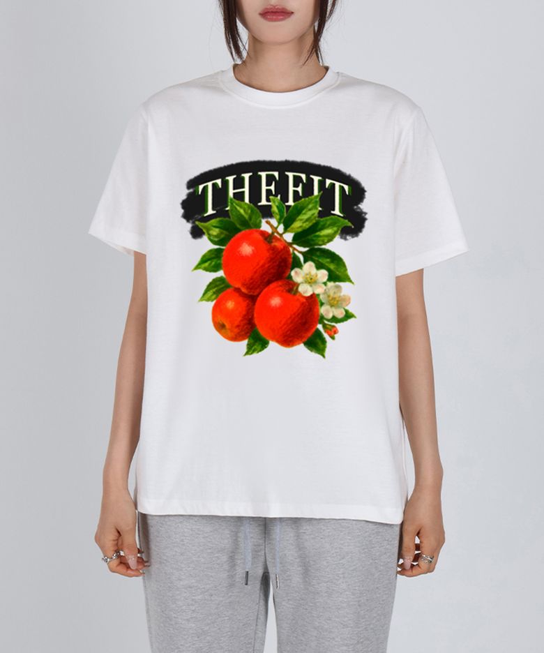 [기획]프린팅 크롭 반팔 티셔츠 W TAG APPLE  _화이트