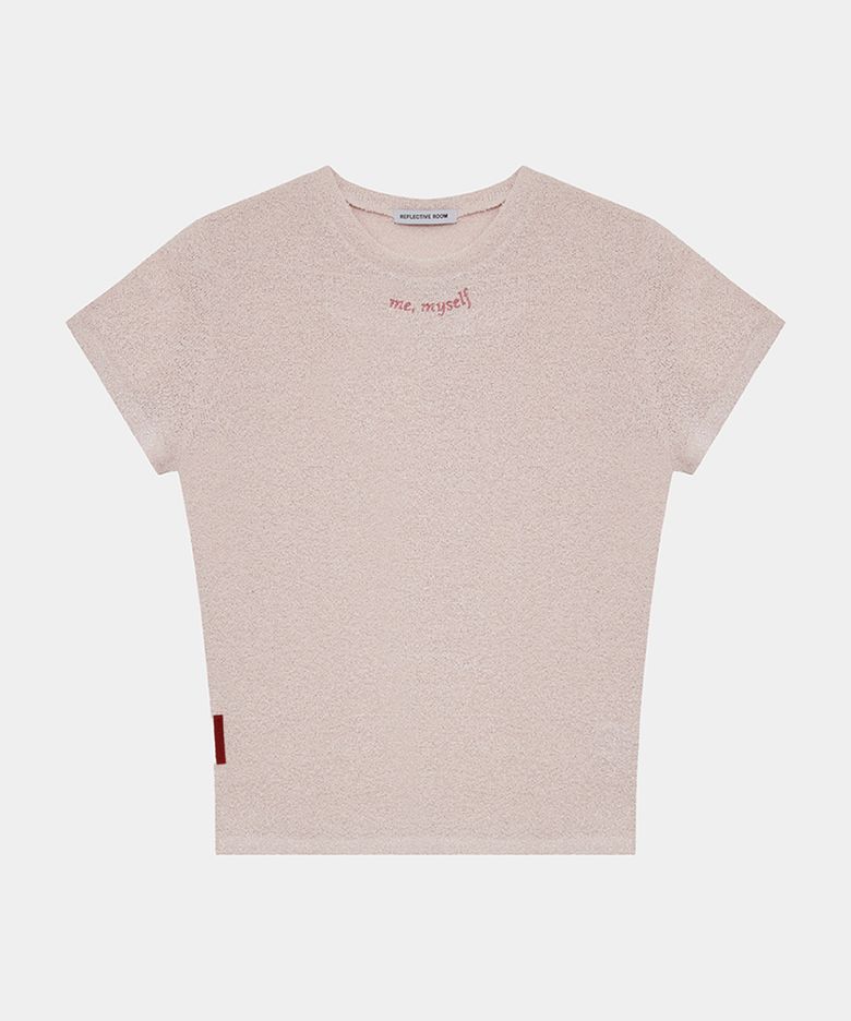 엠브로이더리 마이셀프 숏 슬리브 탑 (핑크)