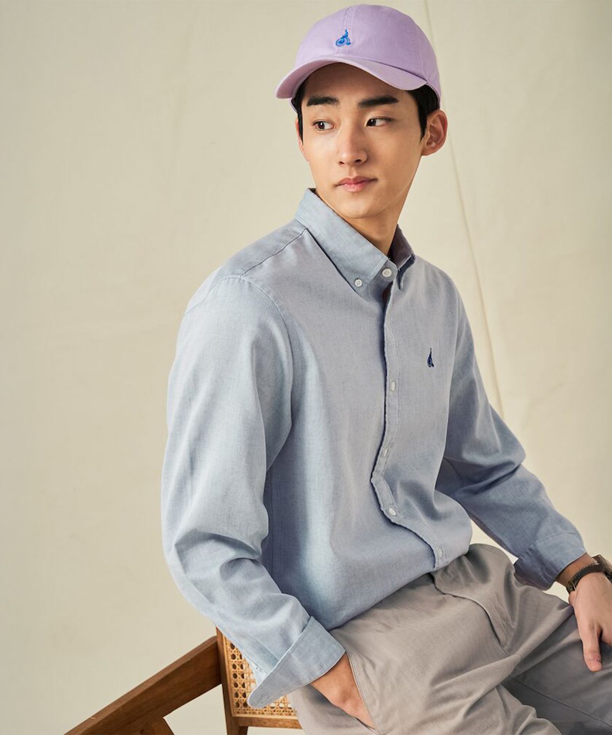 빈폴 멘(BEANPOLE MEN) 투톤 샴브레이 셔츠  그린