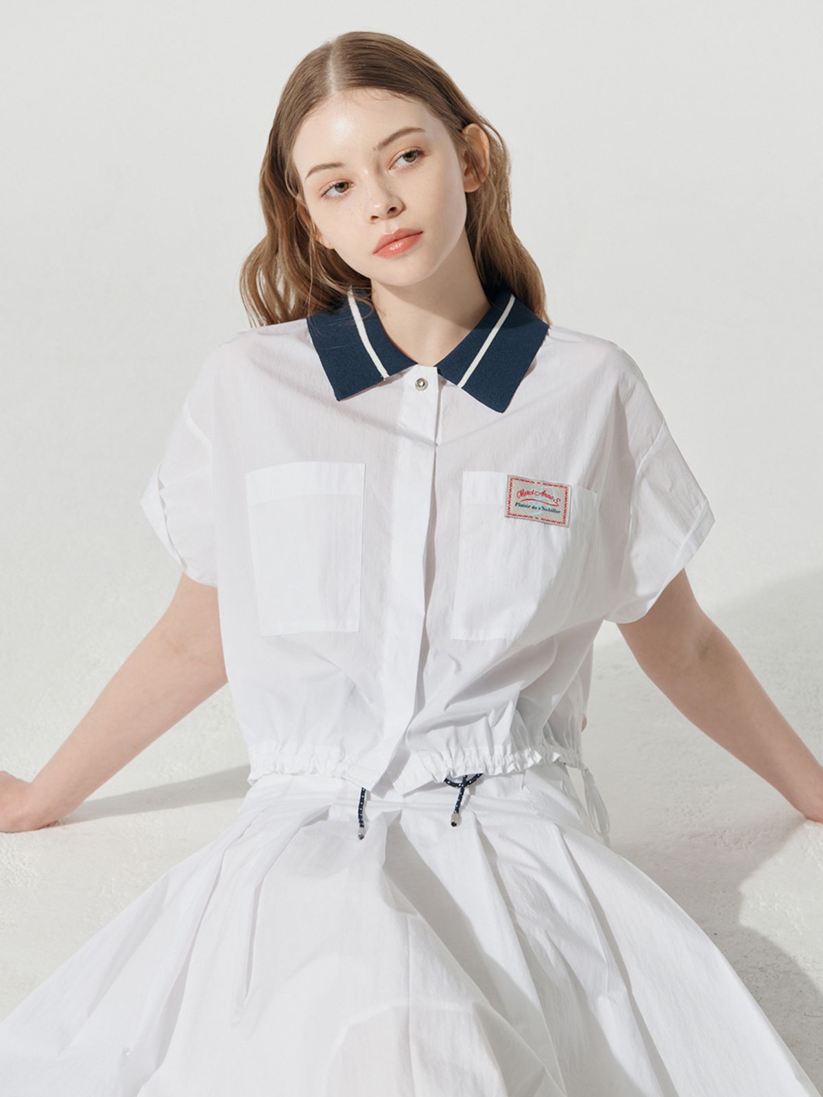 메르시앤에스(MERCIANNES) Knit Collar Blouson String Shirt_MB5UJN1