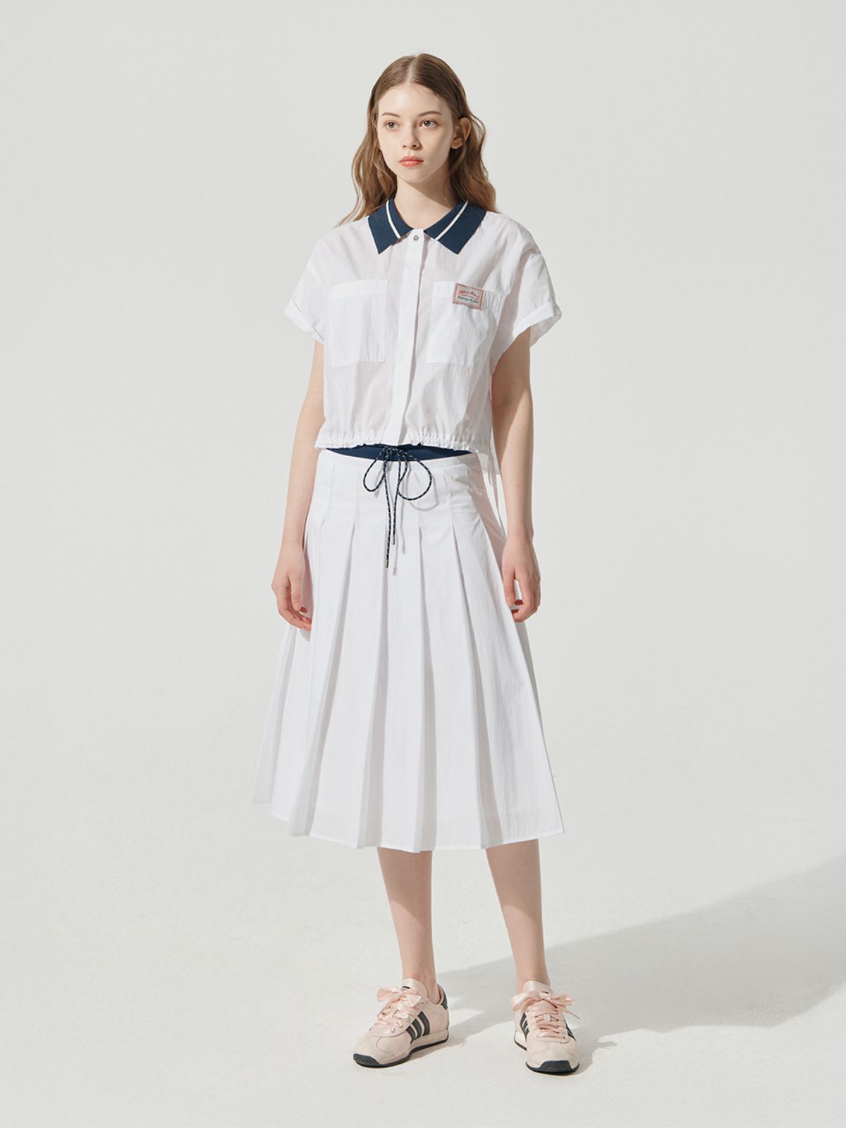 메르시앤에스(MERCIANNES) Waist Patchwork Pleats Skirt_MB5SRN1
