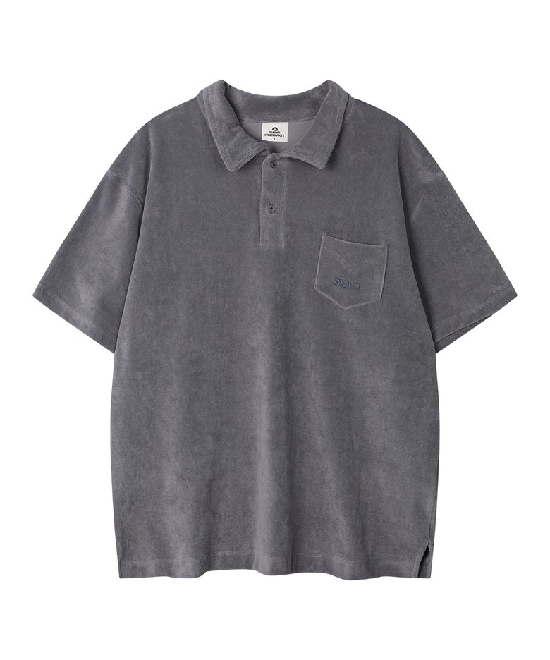 TERRY COLLAR TEE NAVY