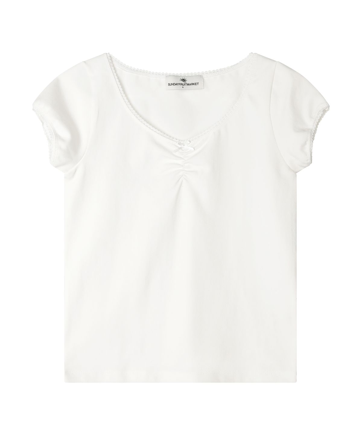 선데이후르츠마켓(SUNDAY FRUIT MARKET) W) LACE CAP SLEEVE TEE IVORY