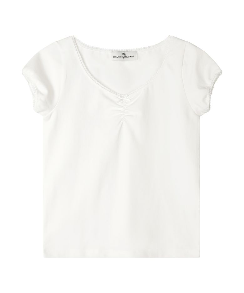 W) LACE CAP SLEEVE TEE IVORY