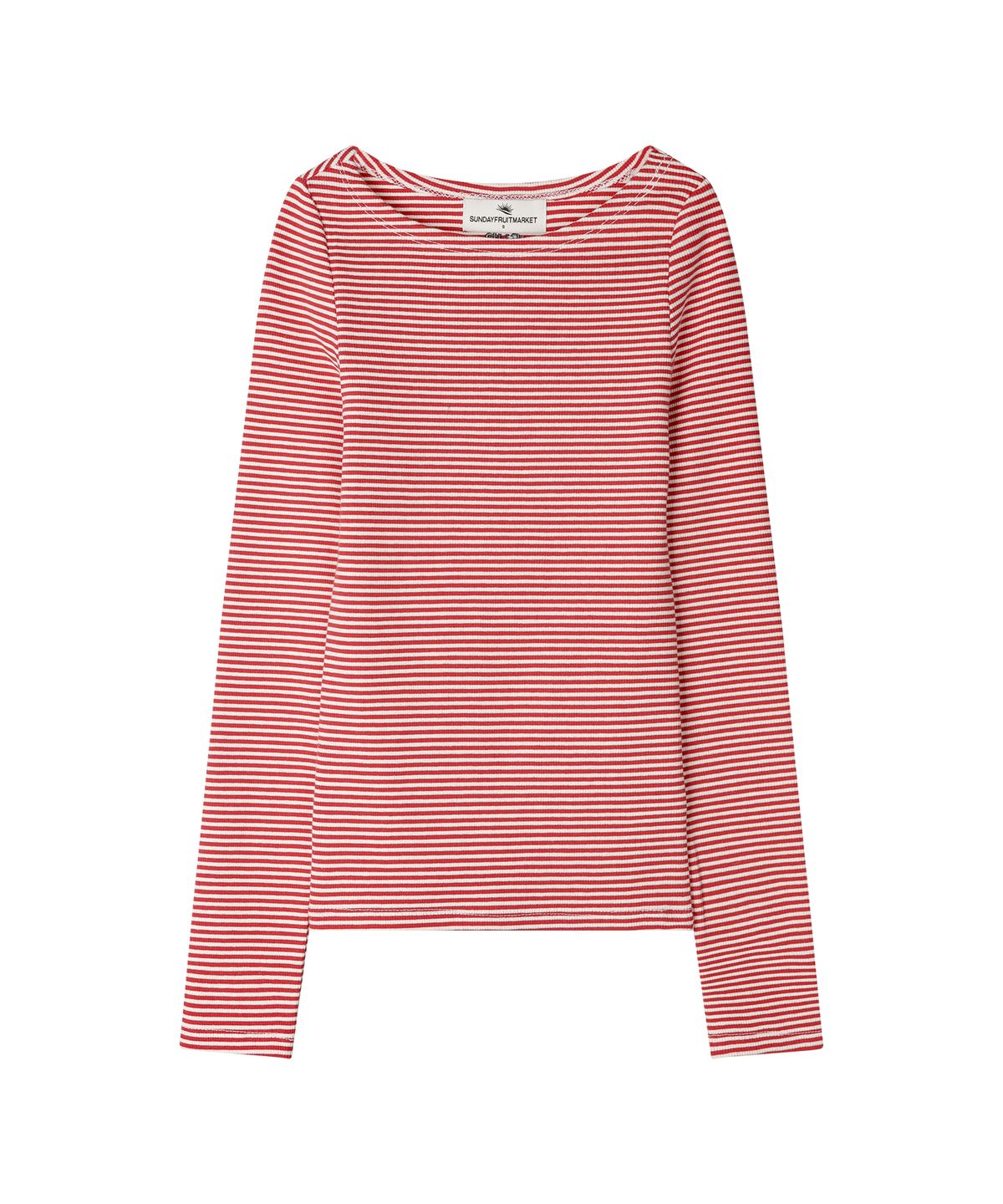 선데이후르츠마켓(SUNDAY FRUIT MARKET) W) STRIPE BOATNECK TEE RED