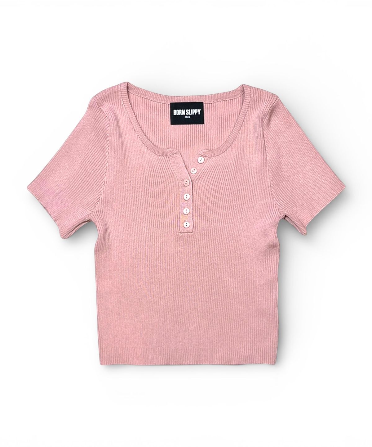 본슬리피(BORN SLIPPY) Soft Bloom Henley Knit (Pink)