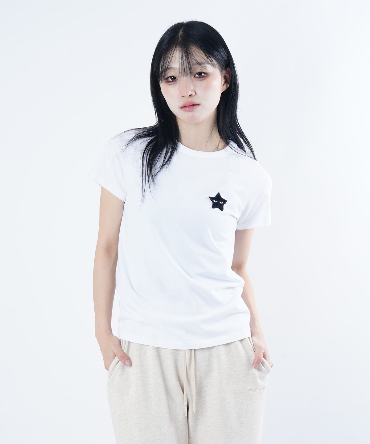 스태리 아이드(STARRYEYED) 모달 스탠다드핏 반팔 티셔츠 (화이트)