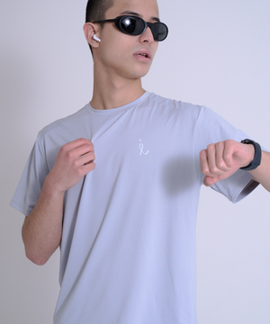 공용 선플라워 러닝 반팔 티셔츠 그레이