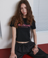 여성 크롭 티셔츠 웰밸런스 프리사이즈 블랙