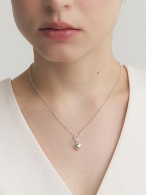 [Cotidiano]Line Heart Silver Necklace In553