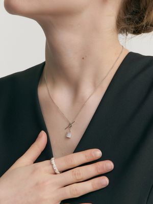 [Cotidiano]Line Lock Silver Necklace In558